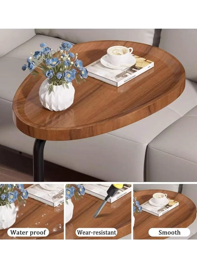 DubaiGallery Sofa Side End Table, Light Luxury Side Table Simple Corner Table Bedside Cabinet Metal Frame C Shaped Table for Sofa Bed Living Room Bedroom-2