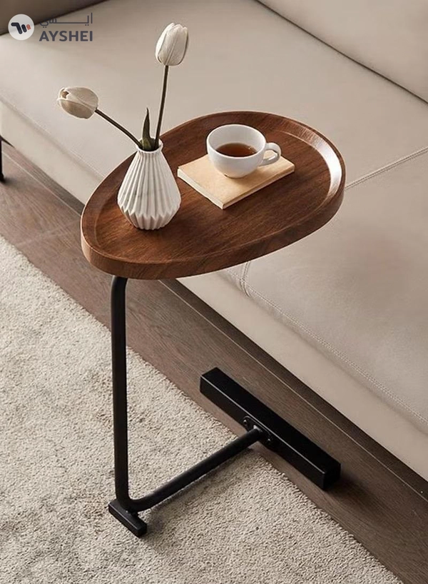 DubaiGallery Sofa Side End Table, Light Luxury Side Table Simple Corner Table Bedside Cabinet Metal Frame C Shaped Table for Sofa Bed Living Room Bedroom