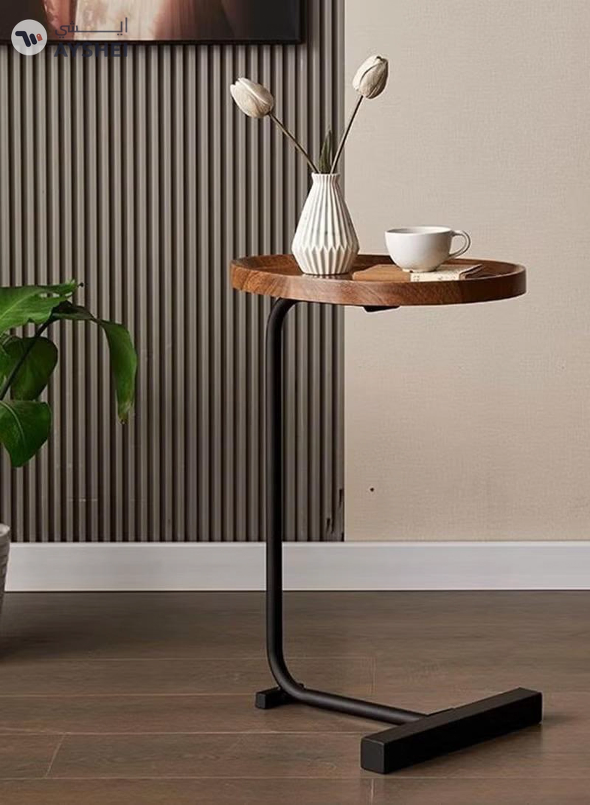 DubaiGallery Sofa Side End Table, Light Luxury Side Table Simple Corner Table Bedside Cabinet Metal Frame C Shaped Table for Sofa Bed Living Room Bedroom-3-3