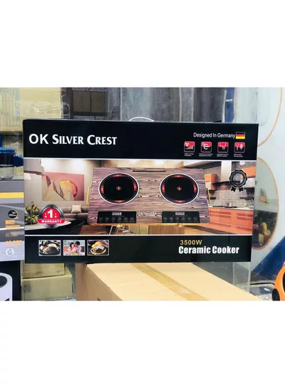Silver Crest Dual Hot Plate Ceramic Stove kitchen with a stylish dual-zone ceramic stove offering fast, even heating, convenient temperature controls, durable construction, and excellent flexibility for everyday cooking and meal preparation needs.-1