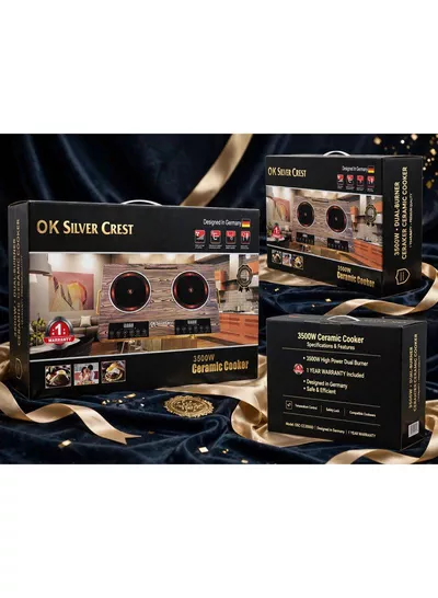 Silver Crest Dual Hot Plate Ceramic Stove kitchen with a stylish dual-zone ceramic stove offering fast, even heating, convenient temperature controls, durable construction, and excellent flexibility for everyday cooking and meal preparation needs.-3