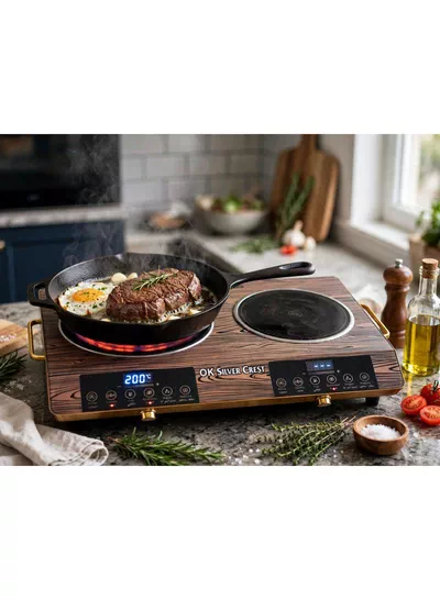 Silver Crest Dual Hot Plate Ceramic Stove kitchen with a stylish dual-zone ceramic stove offering fast, even heating, convenient temperature controls, durable construction, and excellent flexibility for everyday cooking and meal preparation needs.-4