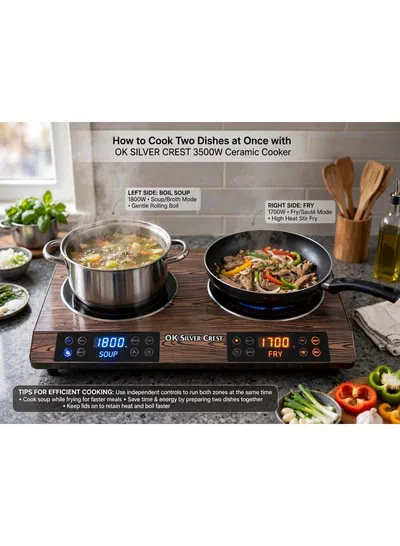 Silver Crest Dual Hot Plate Ceramic Stove kitchen with a stylish dual-zone ceramic stove offering fast, even heating, convenient temperature controls, durable construction, and excellent flexibility for everyday cooking and meal preparation needs.-5