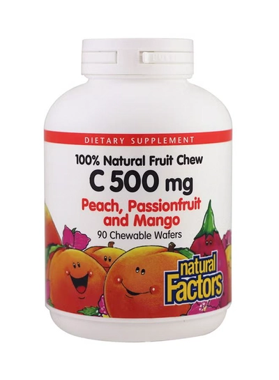 nautral Factor C 500 mg Natural Fruit Chew Dietary Supplement - 90 Chewable Wayfers-0