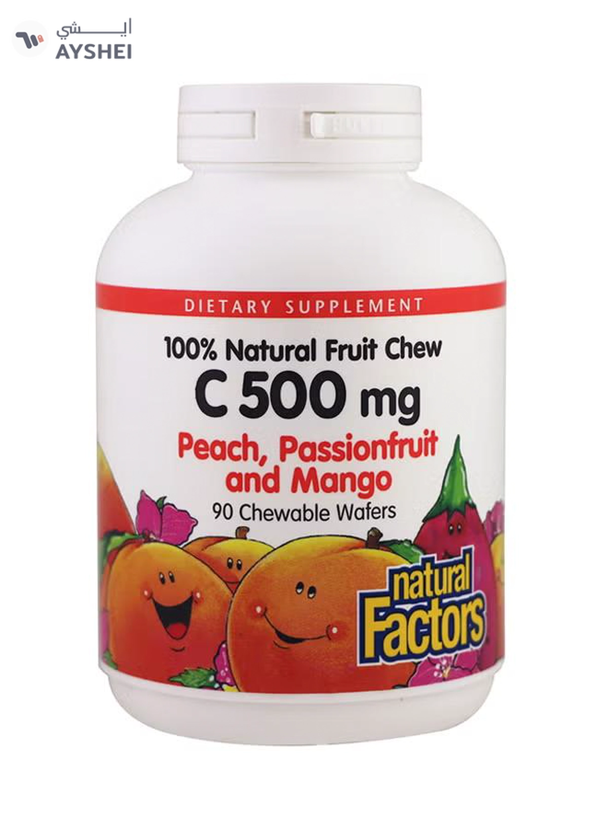 nautral Factor C 500 mg Natural Fruit Chew Dietary Supplement - 90 Chewable Wayfers