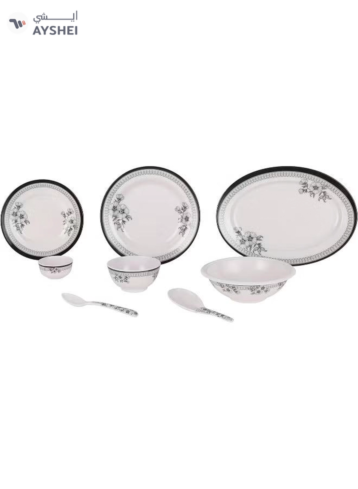 Delcasa 35 Piece Floral Beast Melamineware Dinner Set DC2461 Plates, Bowls, and Spoons-2-2