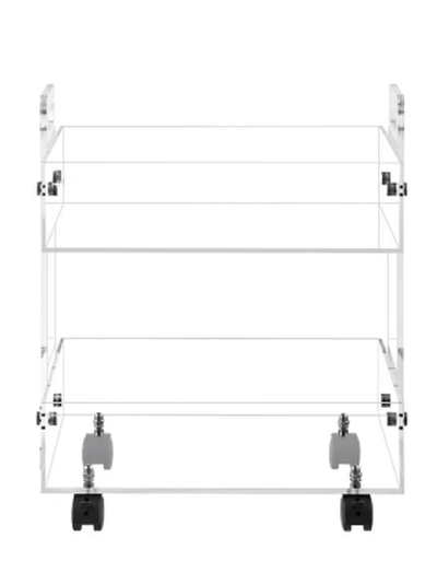 Eworld Versatile Acrylic Carts on Wheels Featuring Thick Board and Lockable Swivel Wheels. 2-Tier -1