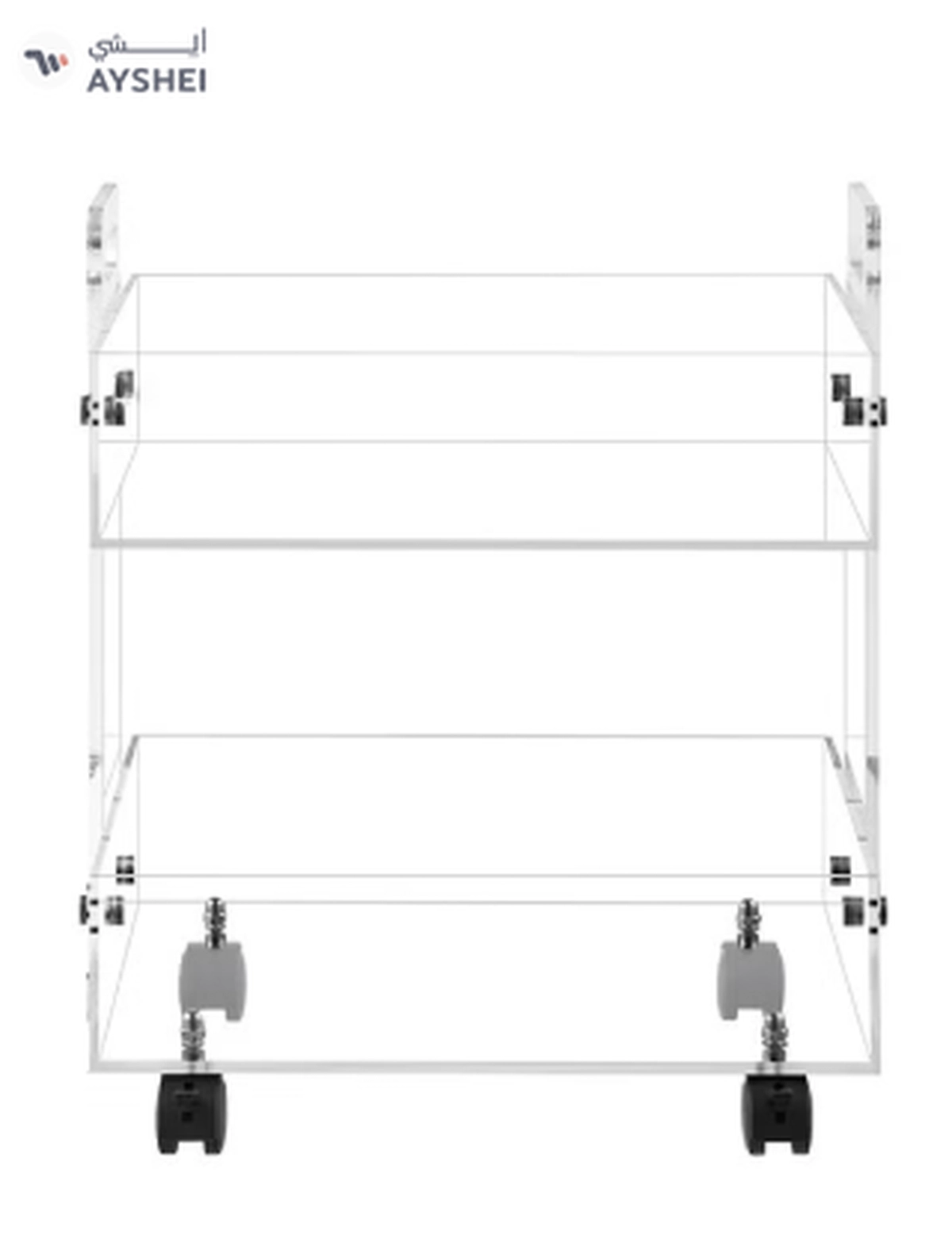 Eworld Versatile Acrylic Carts on Wheels Featuring Thick Board and Lockable Swivel Wheels. 2-Tier -1-1