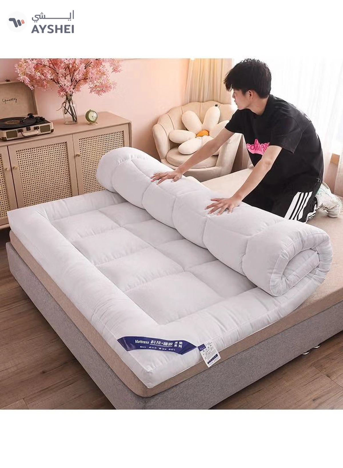 DubaiGallery Full Mattress Pad / Cotton Quilted Fitted Cooling Mattress Topper with Soft Snow Down Alternative Fill, Breathable Mattress Protector-2-2
