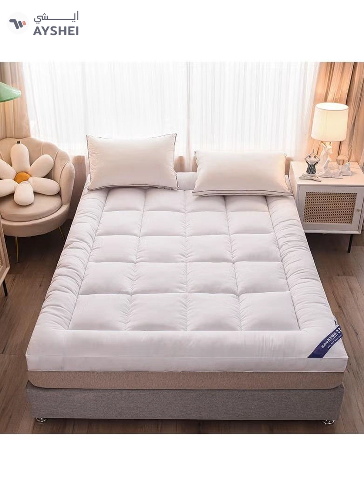 DubaiGallery Full Mattress Pad / Cotton Quilted Fitted Cooling Mattress Topper with Soft Snow Down Alternative Fill, Breathable Mattress Protector-3-3
