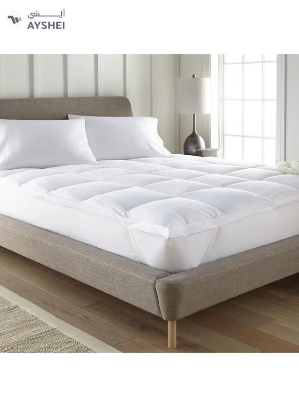 PENHALIGON'S Lux Mattress Topper 10 cm Microfiber Filing With Rubber Corner Edges Cotton White 200x200cm