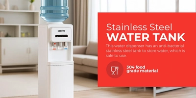 GEEPAS Hot and Cold Water Dispenser with Cabinet- GWD17025/ 3 Taps, Stainless Steel Tank/ Child Lock, Perfect for Home, School, Apartments, Office, etc./ White, 2 Year Warranty GWD17025 white-5