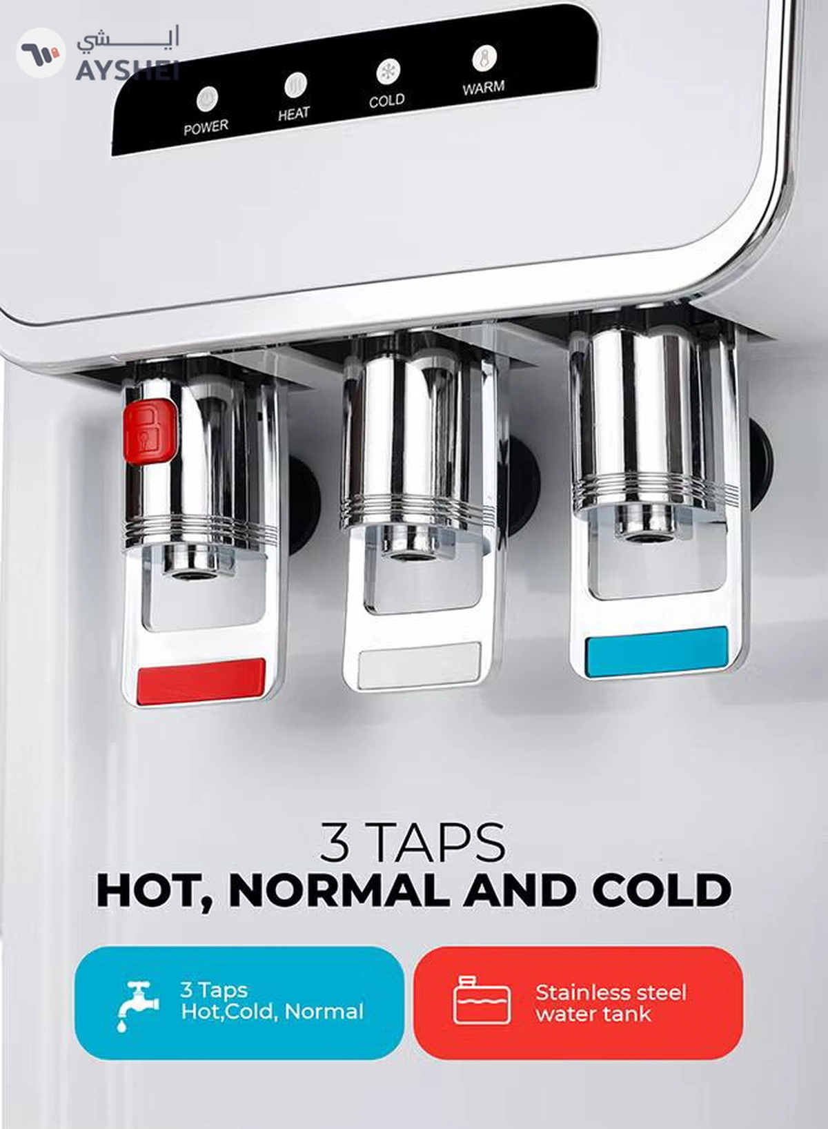 GEEPAS Hot and Cold Water Dispenser with Cabinet- GWD17025/ 3 Taps, Stainless Steel Tank/ Child Lock, Perfect for Home, School, Apartments, Office, etc./ White, 2 Year Warranty GWD17025 white-4-4