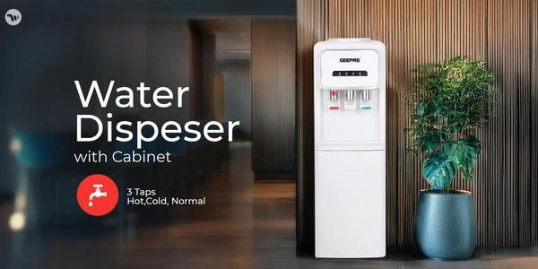 GEEPAS Hot and Cold Water Dispenser with Cabinet- GWD17025/ 3 Taps, Stainless Steel Tank/ Child Lock, Perfect for Home, School, Apartments, Office, etc./ White, 2 Year Warranty GWD17025 white