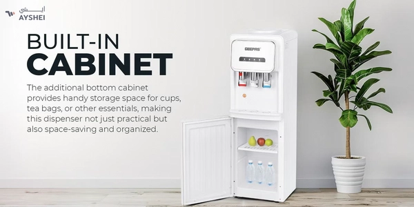 GEEPAS Hot and Cold Water Dispenser with Cabinet- GWD17025/ 3 Taps, Stainless Steel Tank/ Child Lock, Perfect for Home, School, Apartments, Office, etc./ White, 2 Year Warranty GWD17025 white