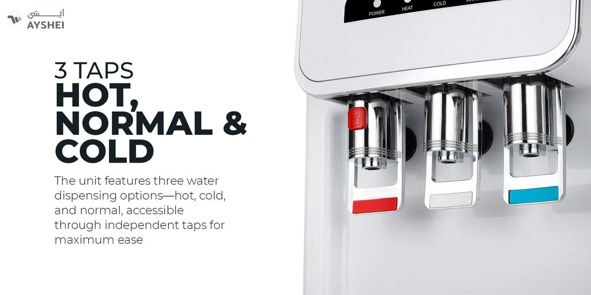 GEEPAS Hot and Cold Water Dispenser with Cabinet- GWD17025/ 3 Taps, Stainless Steel Tank/ Child Lock, Perfect for Home, School, Apartments, Office, etc./ White, 2 Year Warranty GWD17025 white-1-1