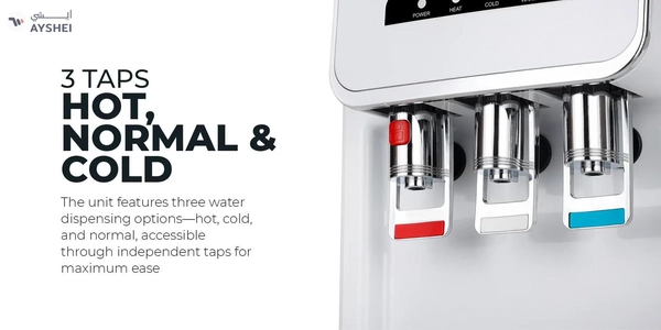 GEEPAS Hot and Cold Water Dispenser with Cabinet- GWD17025/ 3 Taps, Stainless Steel Tank/ Child Lock, Perfect for Home, School, Apartments, Office, etc./ White, 2 Year Warranty GWD17025 white