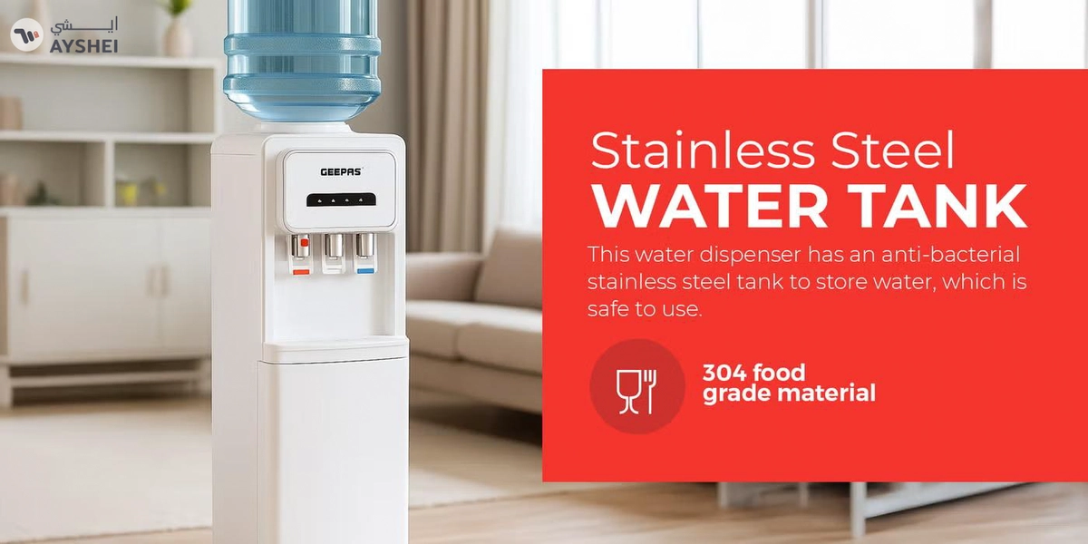GEEPAS Hot and Cold Water Dispenser with Cabinet- GWD17025/ 3 Taps, Stainless Steel Tank/ Child Lock, Perfect for Home, School, Apartments, Office, etc./ White, 2 Year Warranty GWD17025 white-5-5