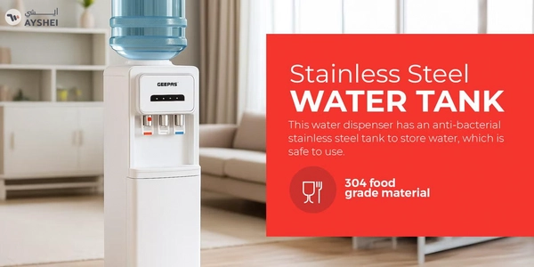 GEEPAS Hot and Cold Water Dispenser with Cabinet- GWD17025/ 3 Taps, Stainless Steel Tank/ Child Lock, Perfect for Home, School, Apartments, Office, etc./ White, 2 Year Warranty GWD17025 white