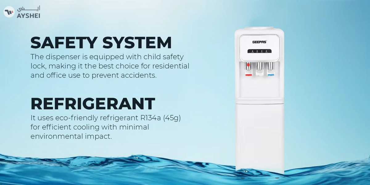 GEEPAS Hot and Cold Water Dispenser with Cabinet- GWD17025/ 3 Taps, Stainless Steel Tank/ Child Lock, Perfect for Home, School, Apartments, Office, etc./ White, 2 Year Warranty GWD17025 white-2-2