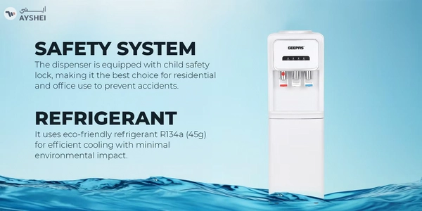 GEEPAS Hot and Cold Water Dispenser with Cabinet- GWD17025/ 3 Taps, Stainless Steel Tank/ Child Lock, Perfect for Home, School, Apartments, Office, etc./ White, 2 Year Warranty GWD17025 white