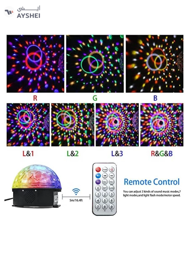 Yuwell Bluetooth Speaker Crystal Super LED Strobe Lamp Multi Color Changing Wireless Speaker With Party Dance Light Aux Input TF Card Music Player Magic Ball Crystal Lamp