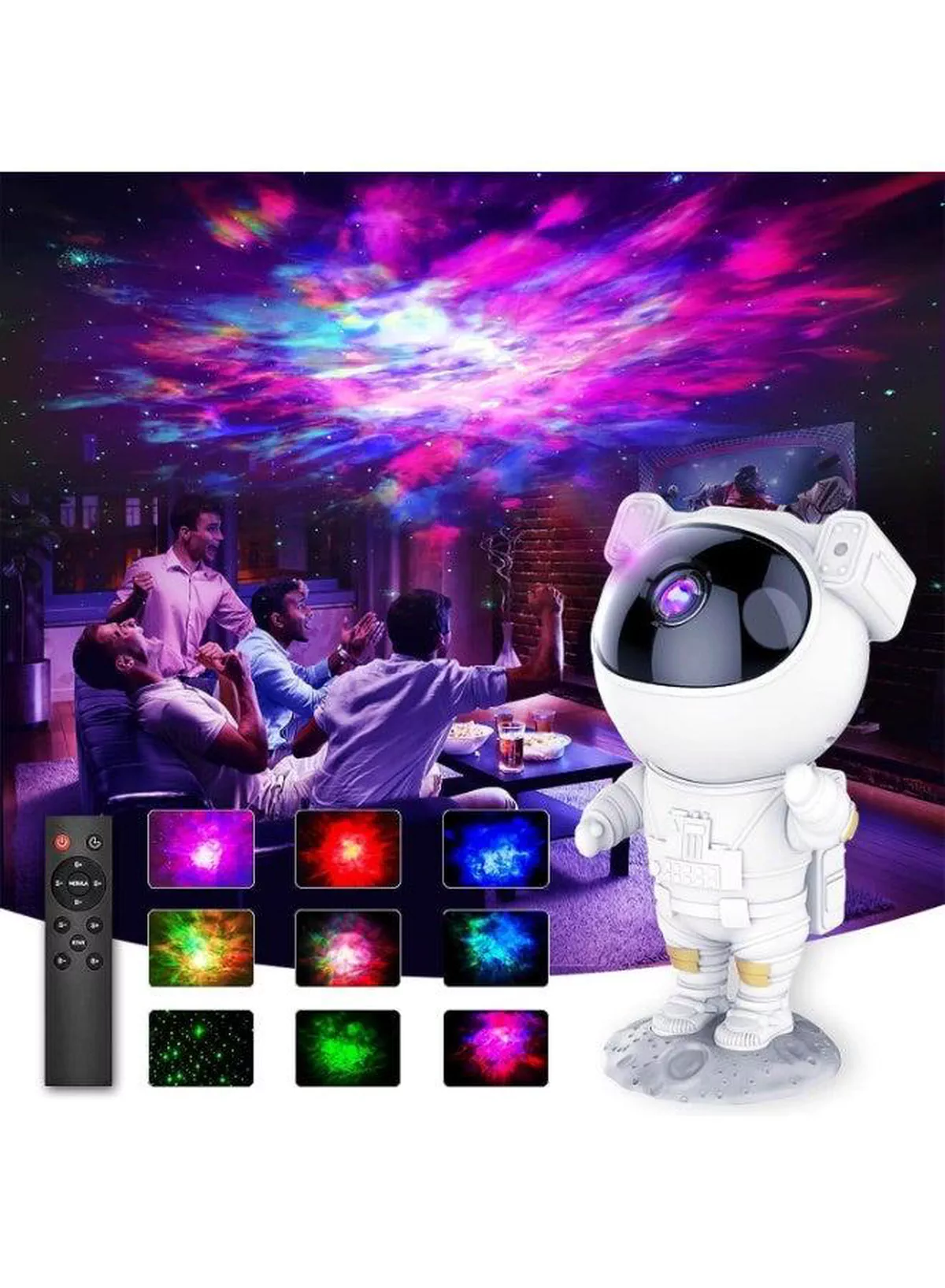 Space Explorer Astronaut Projector – A Galaxy at Home Turn ordinary spaces into spectacular cosmic scenes with this astronaut-inspired projector. Colorful beams and nebula-like effects provide an enchanting visual experience, making it an excellent choice for children, adults, parties, and gifts.