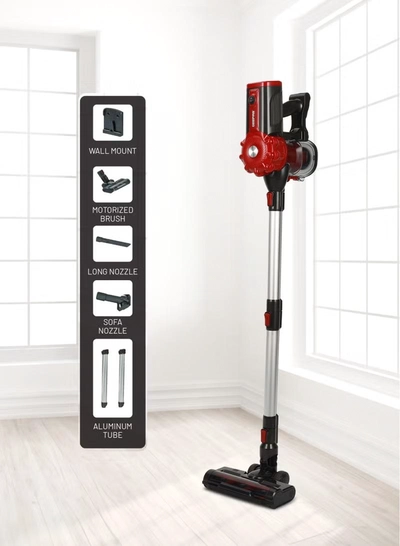 GEEPAS Stick and Handheld Vacuum Cleaner Cyclonic Filtration System, Plastic with HEPA Filter/ Perfect for Home, Office, Apartments/ Easy to Use Model, Low Noise Design/ 2 Years Warranty, Black and Red 0.5 L 800 W GVC19037 RED AND BLACK-3