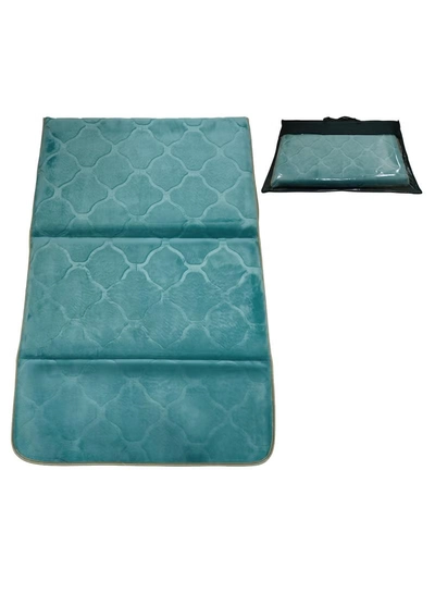 Yuwell Foldable Prayer Mat with Back Support & Carrying Bag, 2-in-1 Prayer Rug Sajadah, Anti-Slip Islamic Salah Mat Soft Velvet Mat 110×65CM for Men & Women, Portable Ramadan & Eid Gift Marine Blue-0