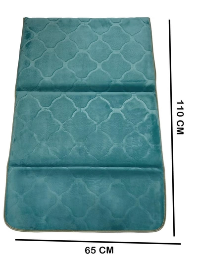 Yuwell Foldable Prayer Mat with Back Support & Carrying Bag, 2-in-1 Prayer Rug Sajadah, Anti-Slip Islamic Salah Mat Soft Velvet Mat 110×65CM for Men & Women, Portable Ramadan & Eid Gift Marine Blue-4