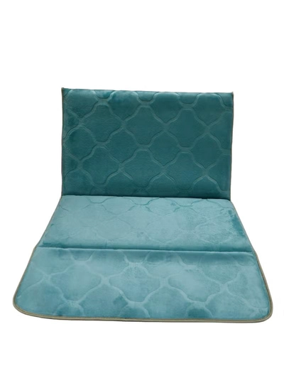 Yuwell Foldable Prayer Mat with Back Support & Carrying Bag, 2-in-1 Prayer Rug Sajadah, Anti-Slip Islamic Salah Mat Soft Velvet Mat 110×65CM for Men & Women, Portable Ramadan & Eid Gift Marine Blue-3