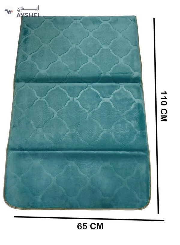 Yuwell Foldable Prayer Mat with Back Support & Carrying Bag, 2-in-1 Prayer Rug Sajadah, Anti-Slip Islamic Salah Mat Soft Velvet Mat 110×65CM for Men & Women, Portable Ramadan & Eid Gift Marine Blue