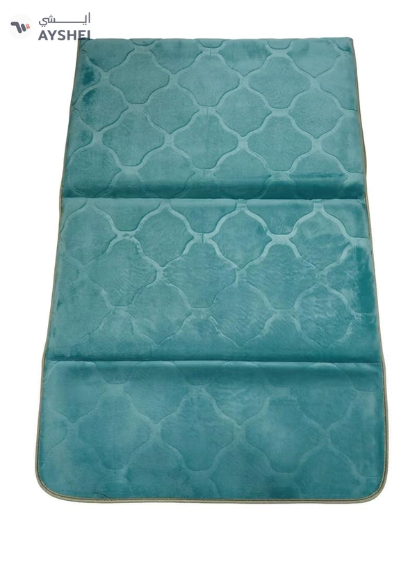 Yuwell Foldable Prayer Mat with Back Support & Carrying Bag, 2-in-1 Prayer Rug Sajadah, Anti-Slip Islamic Salah Mat Soft Velvet Mat 110×65CM for Men & Women, Portable Ramadan & Eid Gift Marine Blue