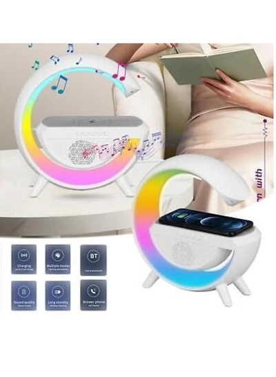 Yuwell LED Wireless Charger Atmosphere Lamp With Bluetooth Speaker And Light Up Wireless Speaker Intelligent LED Table Lamp Color Changing Bedside Table Light For Home And Bedroom Decor-6