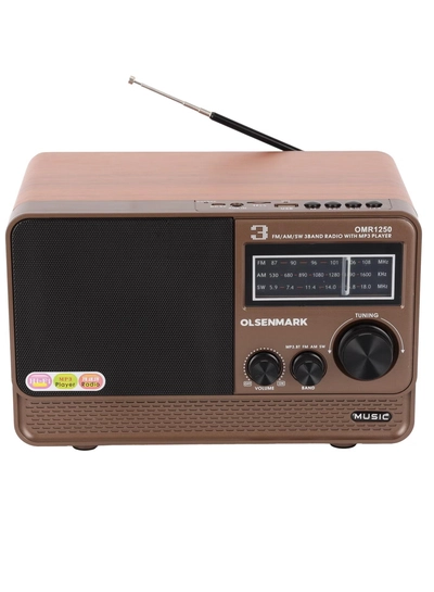 Olsenmark Rechargeable Radio with MP3 Player OMR1250, Wireless Connection, Good Sound Quality, 3 Band, USB, TF, FM Functions, Bluetooth, Equipped with Battery, Portable and Lightweight Design-0