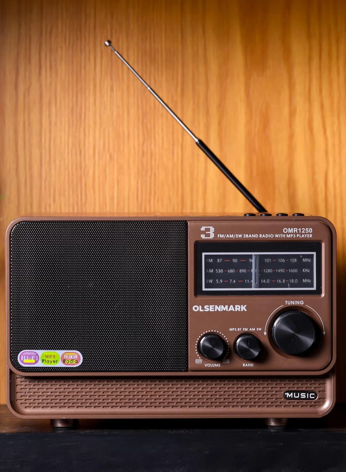 Olsenmark Rechargeable Radio with MP3 Player OMR1250, Wireless Connection, Good Sound Quality, 3 Band, USB, TF, FM Functions, Bluetooth, Equipped with Battery, Portable and Lightweight Design-4-4