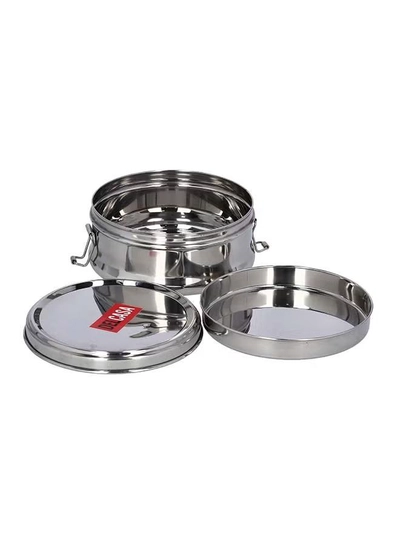 DELCASA Stainless Steel Lunch Box With Plate Silver 14x5x5cm-2