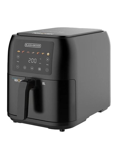 BLACK+DECKER Digital Air Fryer, 8L Family-Sized Capacity, 7 Preset Functions, Rapid Air Convection for Healthy Frying, Adjustable Temperature 80-200°C, Easy Clean, 8 L 1700 W SAF80-B5 Black-1
