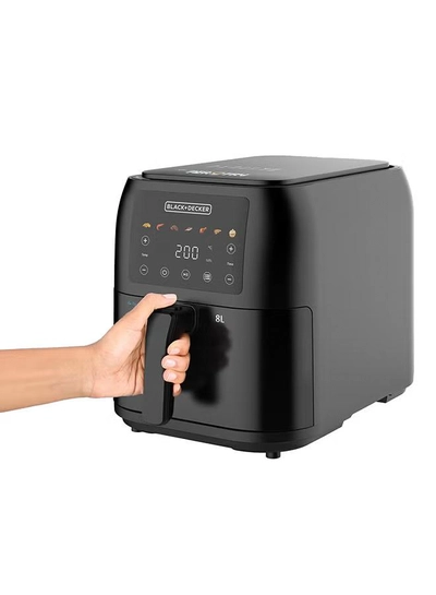 BLACK+DECKER Digital Air Fryer, 8L Family-Sized Capacity, 7 Preset Functions, Rapid Air Convection for Healthy Frying, Adjustable Temperature 80-200°C, Easy Clean, 8 L 1700 W SAF80-B5 Black-2
