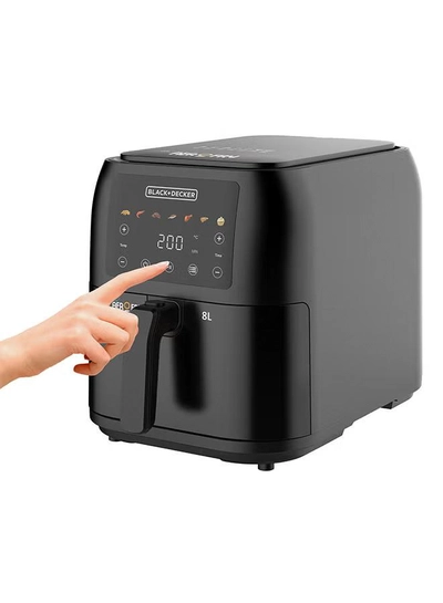 BLACK+DECKER Digital Air Fryer, 8L Family-Sized Capacity, 7 Preset Functions, Rapid Air Convection for Healthy Frying, Adjustable Temperature 80-200°C, Easy Clean, 8 L 1700 W SAF80-B5 Black-4