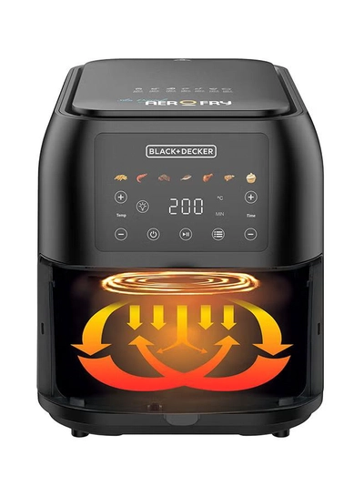 BLACK+DECKER Digital Air Fryer, 8L Family-Sized Capacity, 7 Preset Functions, Rapid Air Convection for Healthy Frying, Adjustable Temperature 80-200°C, Easy Clean, 8 L 1700 W SAF80-B5 Black-5
