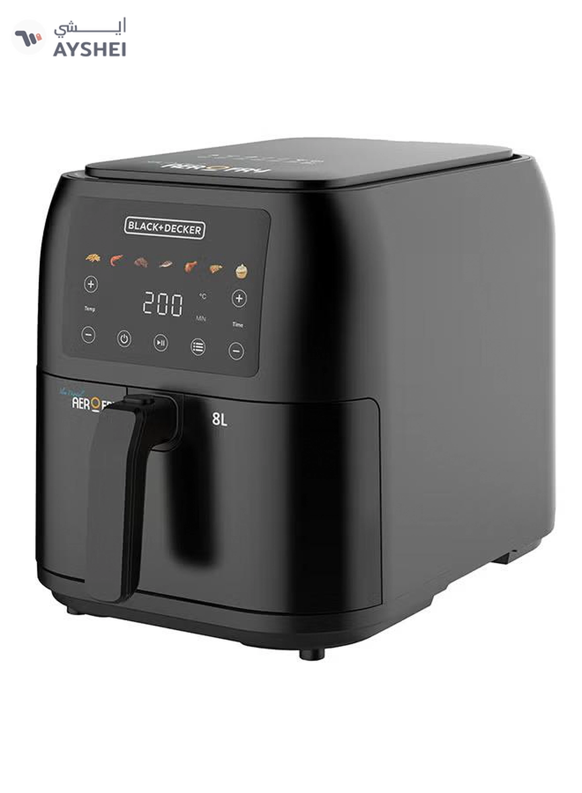BLACK+DECKER Digital Air Fryer, 8L Family-Sized Capacity, 7 Preset Functions, Rapid Air Convection for Healthy Frying, Adjustable Temperature 80-200°C, Easy Clean, 8 L 1700 W SAF80-B5 Black-1-1