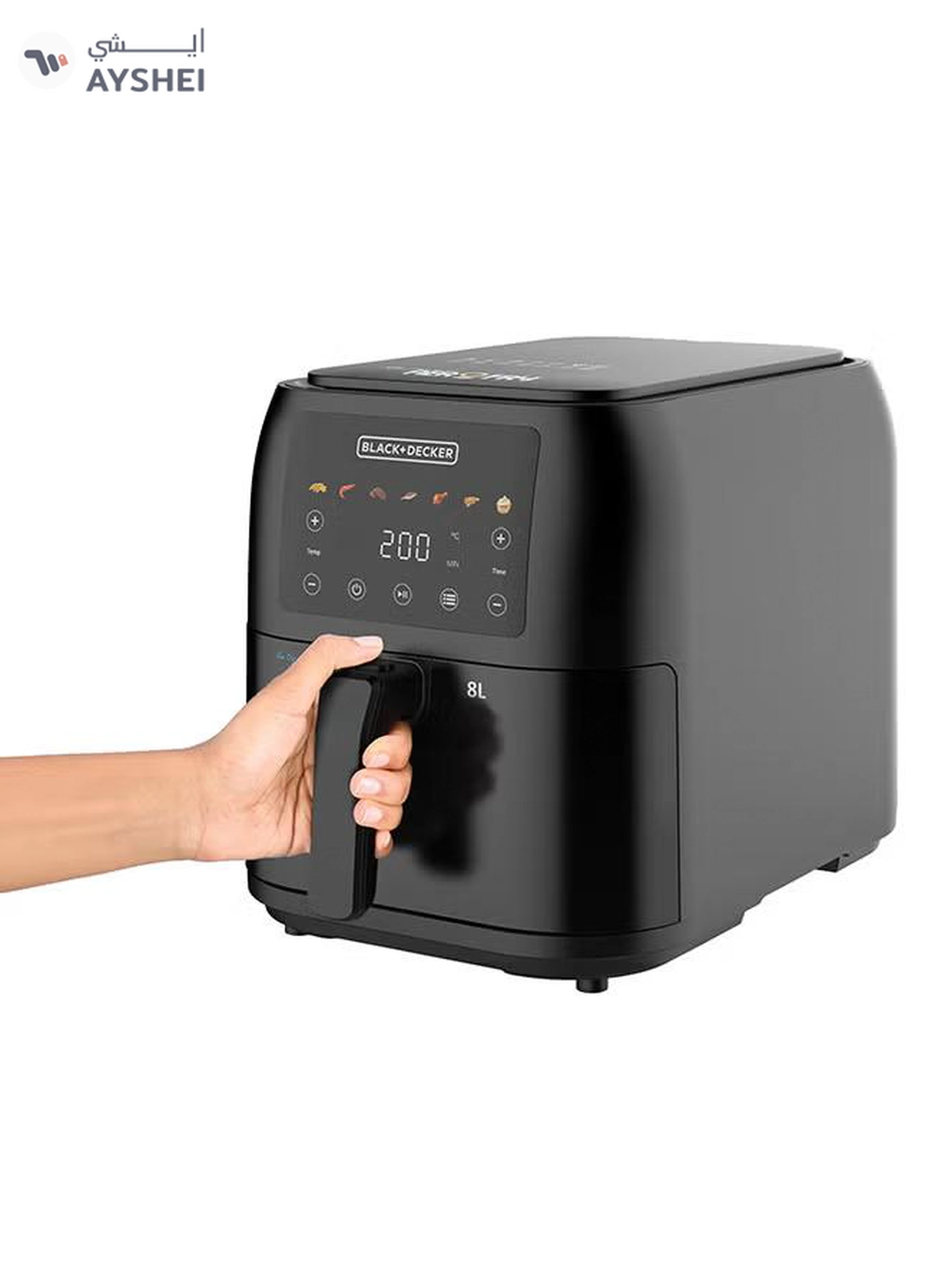 BLACK+DECKER Digital Air Fryer, 8L Family-Sized Capacity, 7 Preset Functions, Rapid Air Convection for Healthy Frying, Adjustable Temperature 80-200°C, Easy Clean, 8 L 1700 W SAF80-B5 Black-2-2