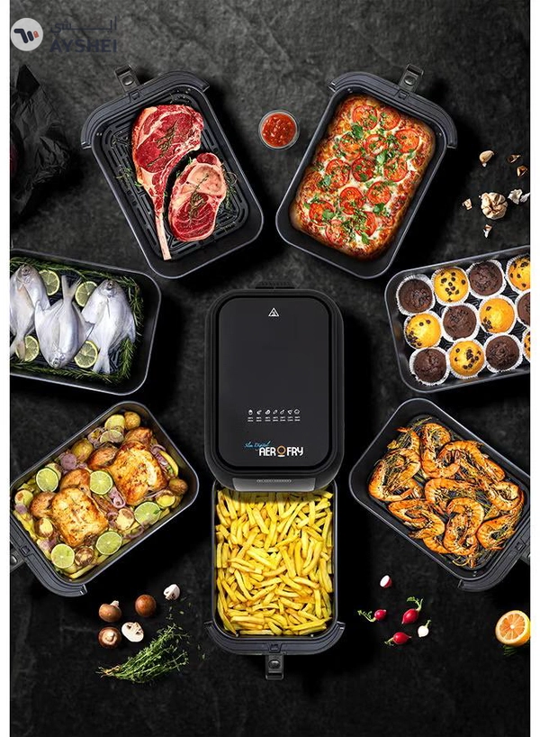BLACK+DECKER Digital Air Fryer, 8L Family-Sized Capacity, 7 Preset Functions, Rapid Air Convection for Healthy Frying, Adjustable Temperature 80-200°C, Easy Clean, 8 L 1700 W SAF80-B5 Black