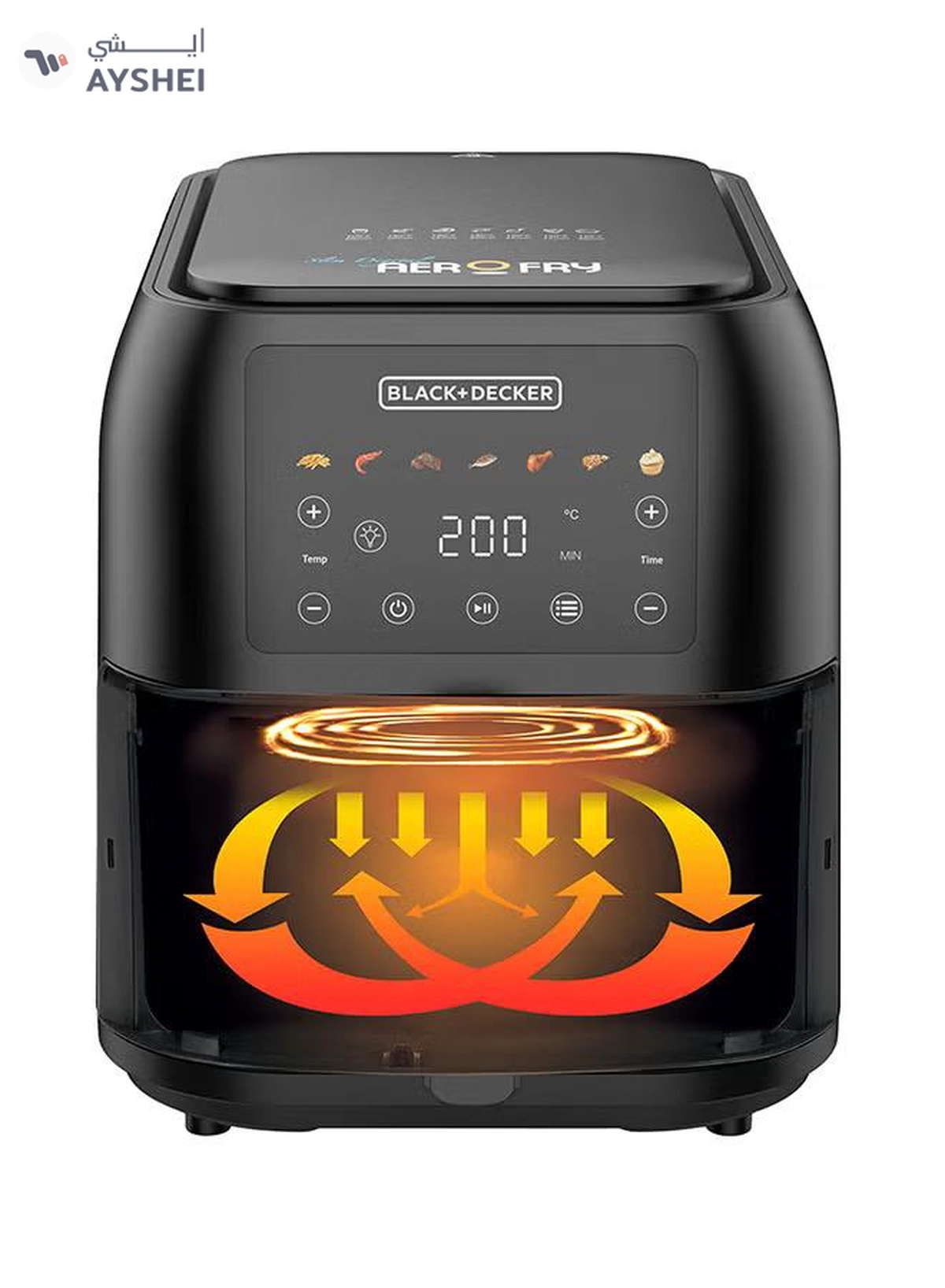 BLACK+DECKER Digital Air Fryer, 8L Family-Sized Capacity, 7 Preset Functions, Rapid Air Convection for Healthy Frying, Adjustable Temperature 80-200°C, Easy Clean, 8 L 1700 W SAF80-B5 Black-5-5
