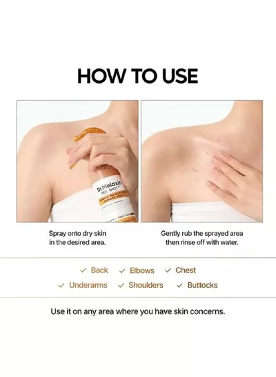 Dr. Melaxin Peel Shot Body and Foot Exfoliating Spray with Kojic Acid, Turmeric and Niacinamide 200ml – Daily Skin Refining Care for Dull, Rough-Looking Areas and a Softer, Smoother, More Radiant Appearance-3