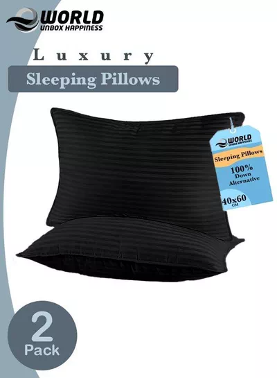 Pack of 2 Premium Down Alternative Filled Bed Pillows, Featuring Breathable Cover, Microfiber Filling and Plush Bounce-Back Design, Hypoallergenic and Luxurious Hotel Quality Pillow Set, Available in Elegant Color Options-0