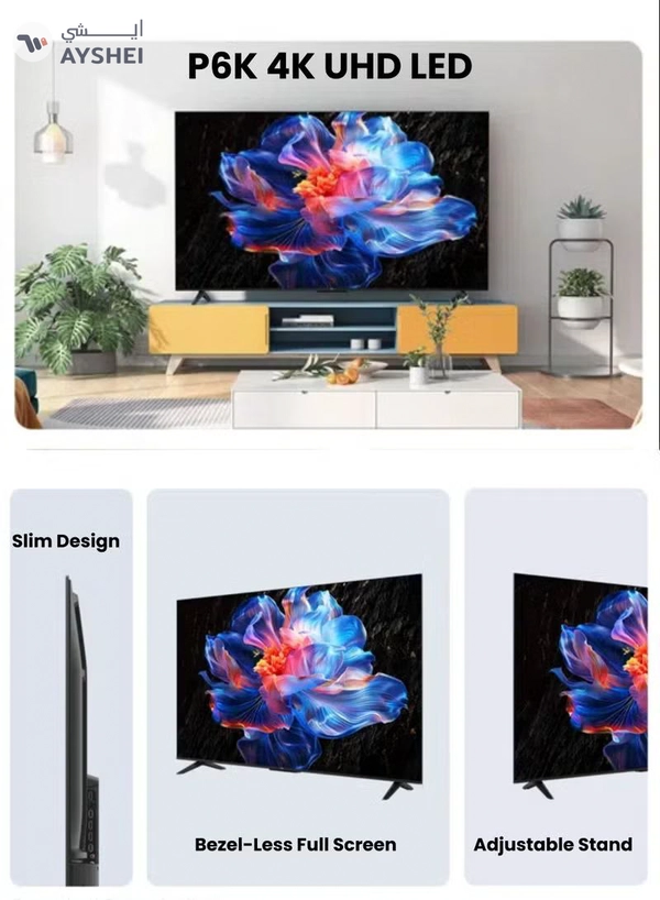 TCL 55-Inch P6K UHD LED 4K Smart TV + 2.0 Channel Premium Soundbar | [Google TV, AiPQ Processor, 60Hz, HDR10, MEMC, Metallic Bezel-less body] + [HDMI (ARC), USB, Bluetooth, FM Station, Aux] - (2025 Model) 55P6K+SOUNDBAR Black