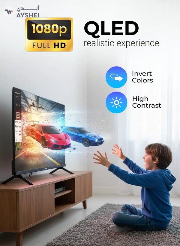 GEEPAS 32" HD QLED Google TV | Sharp Picture with Sleek Design, with Built-in Apps | Dolby Audio, HDMI & USB Connectivity | Voice Remote with Google Cast | GLED3215GTQLD
