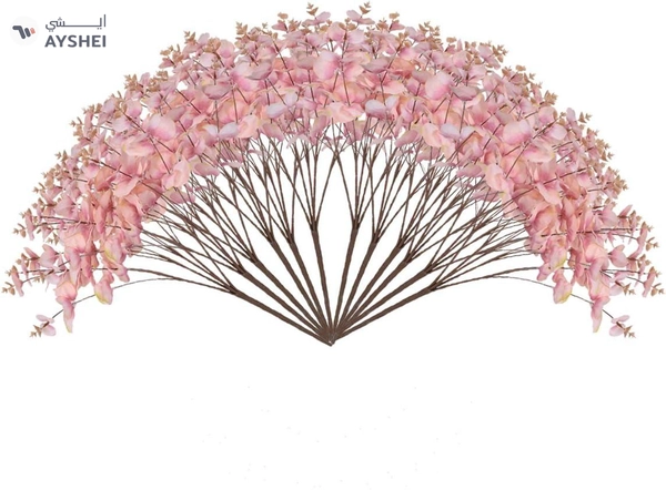 YATAI 2pcs Eucalyptus Leaves Flower, Lifelike Silk Eucalyptus Garland Faux Flowers, Green Leaves Eucalyptus Plants, Realistic Fake Flower Arrangement, Artificial Leaves Bunches for Office Decor, Pink